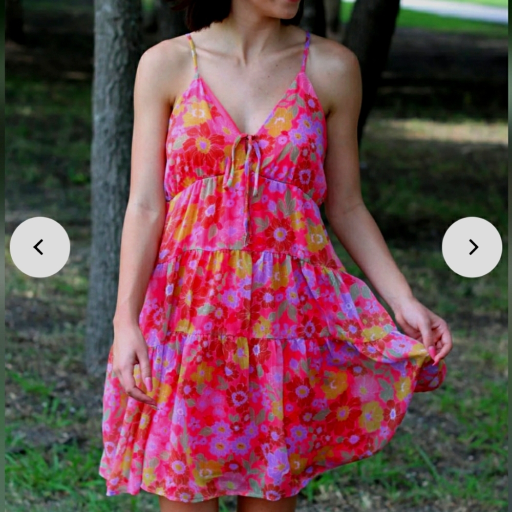 Large Pink Floral Flowy Dress (from female owned boutique!)